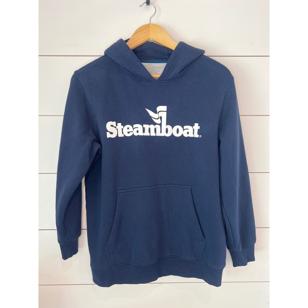 Steamboat Ski Resort Navy Blue Graphic Hoodie Kids Large 12-14 Colorado Pullover